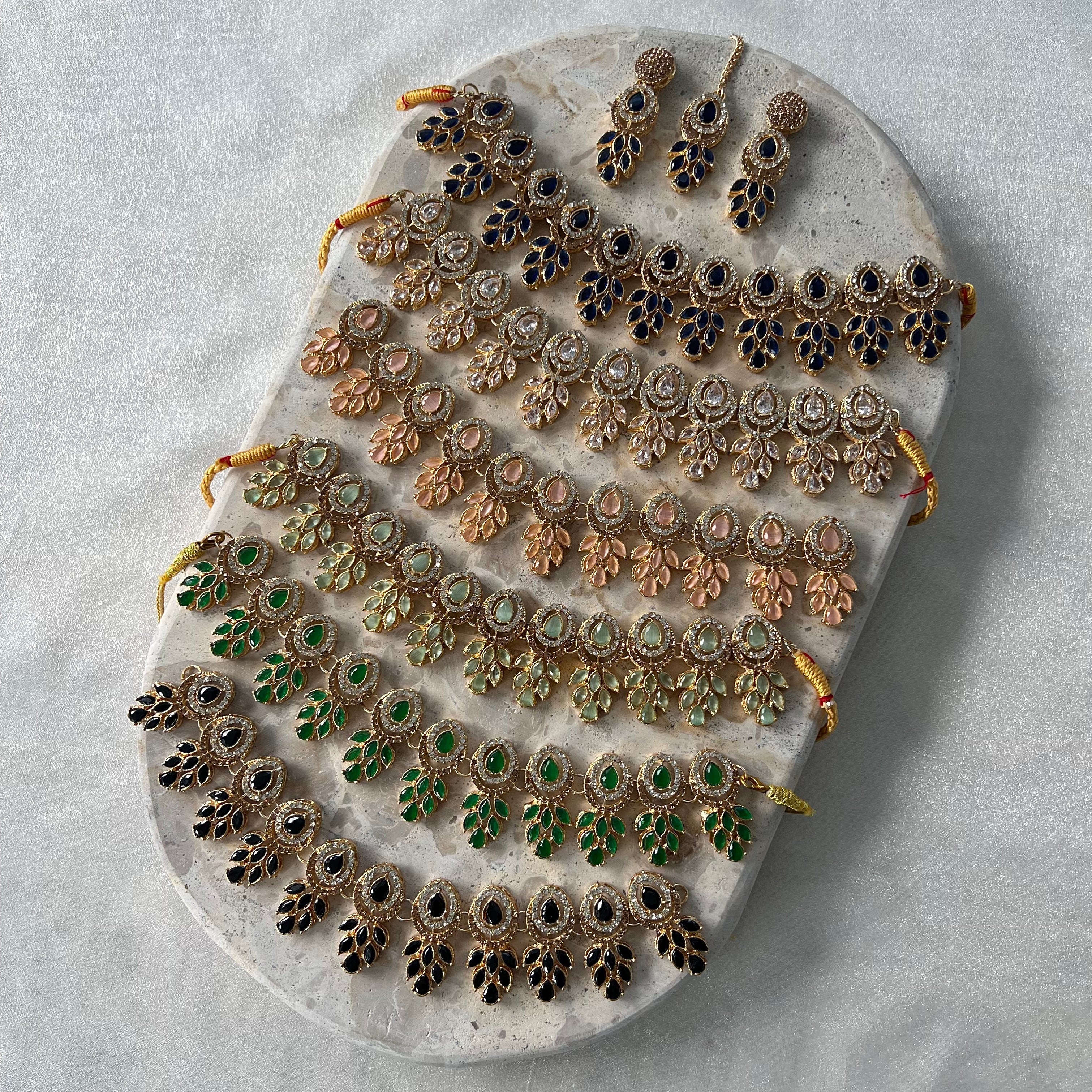 Amelia Zirconia Necklace Set - Gold Base