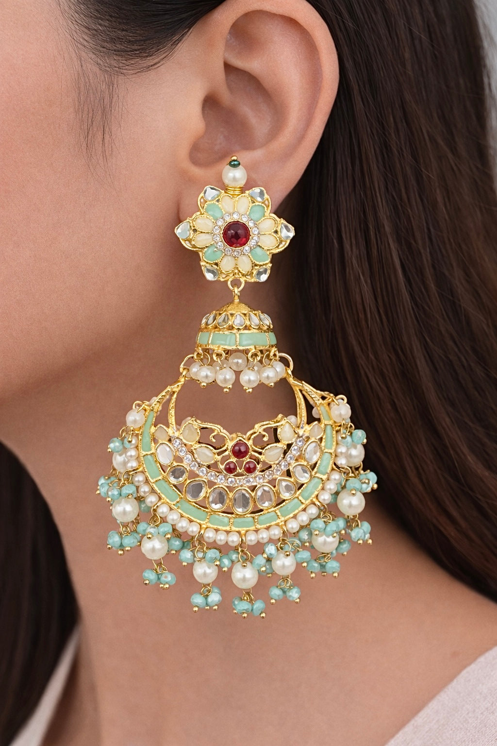 Noor Meenakari Earrings - Turqoise