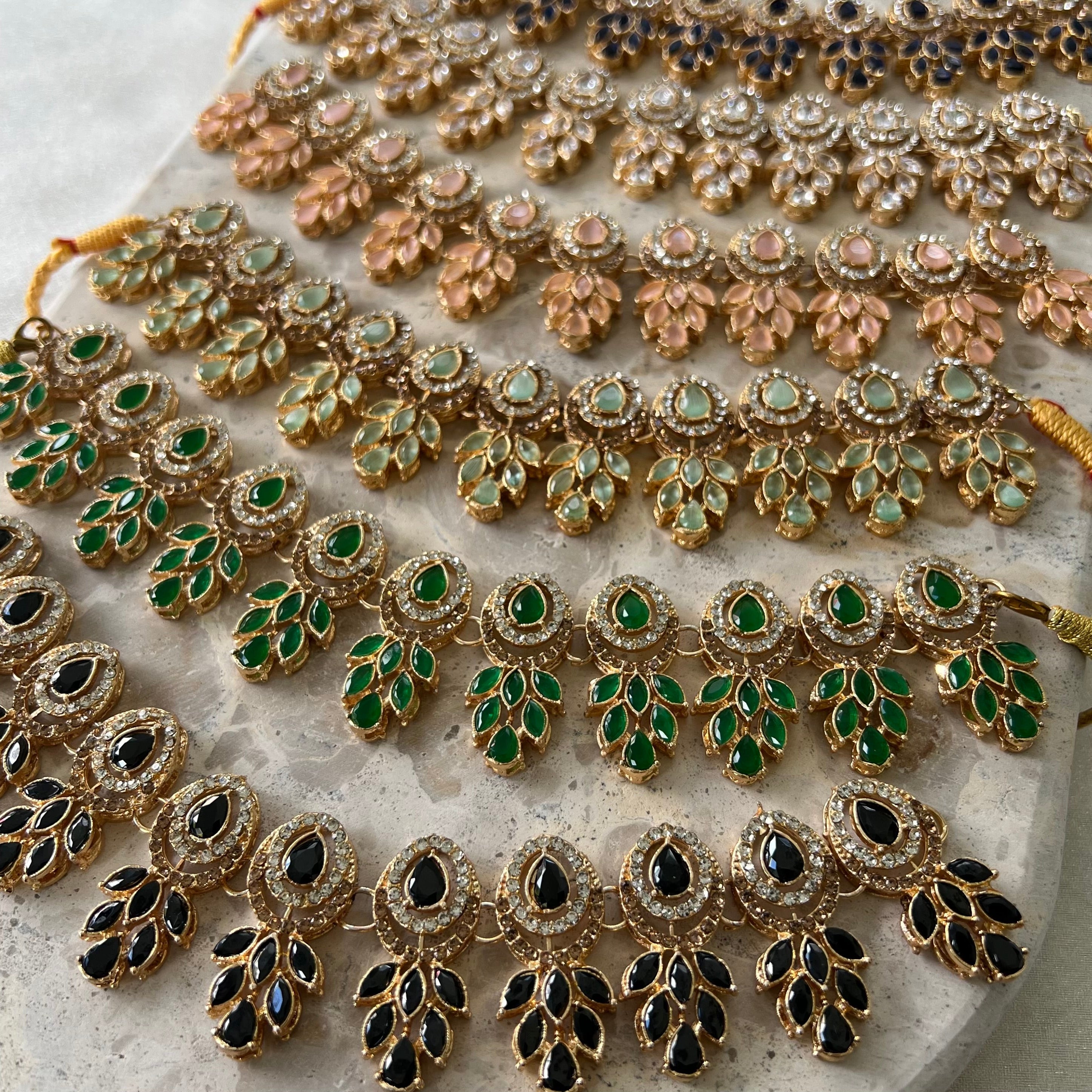 Amelia Zirconia Necklace Set - Gold Base