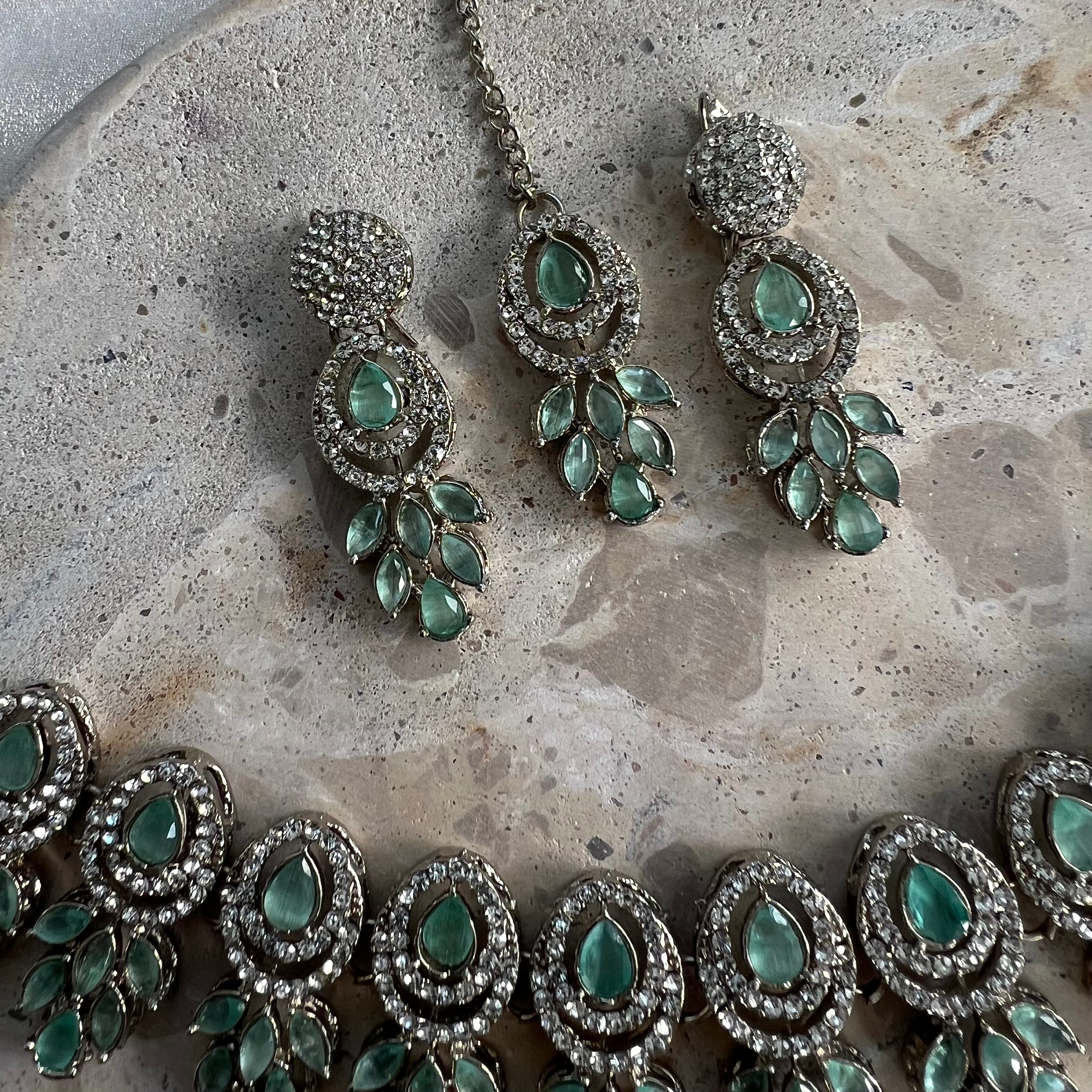 Amelia Zirconia Necklace Set - Silver Base