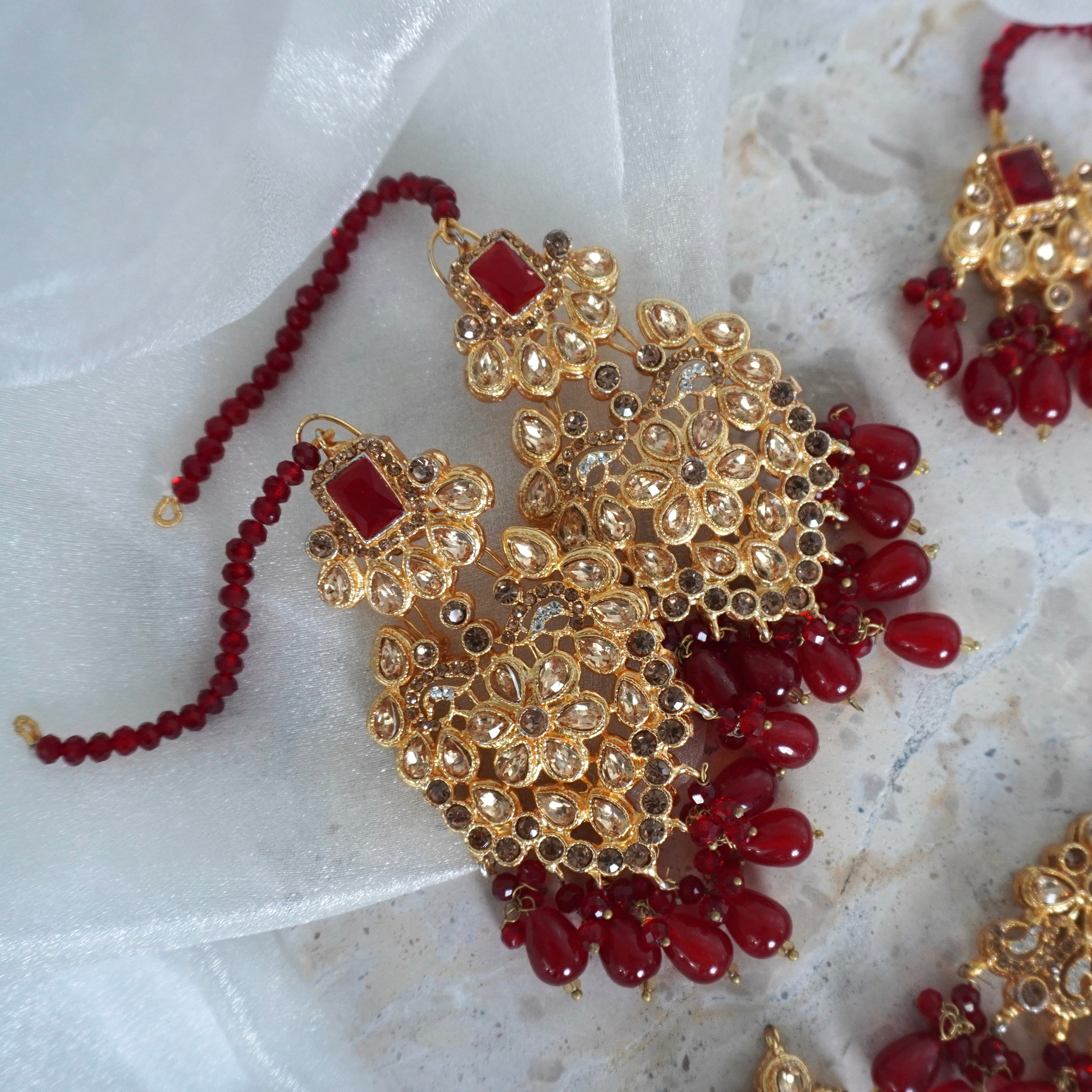 Yasmin Necklace Set - Maroon