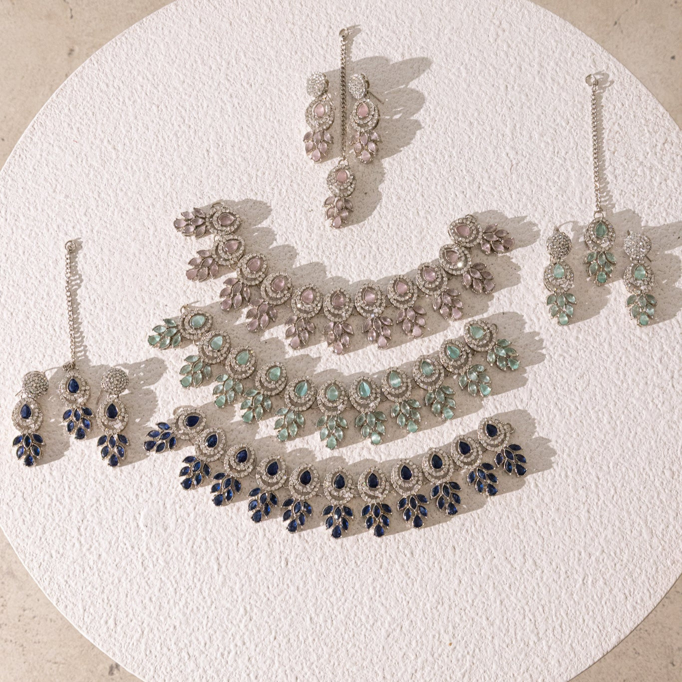 Amelia Zirconia Necklace Set - Silver Base