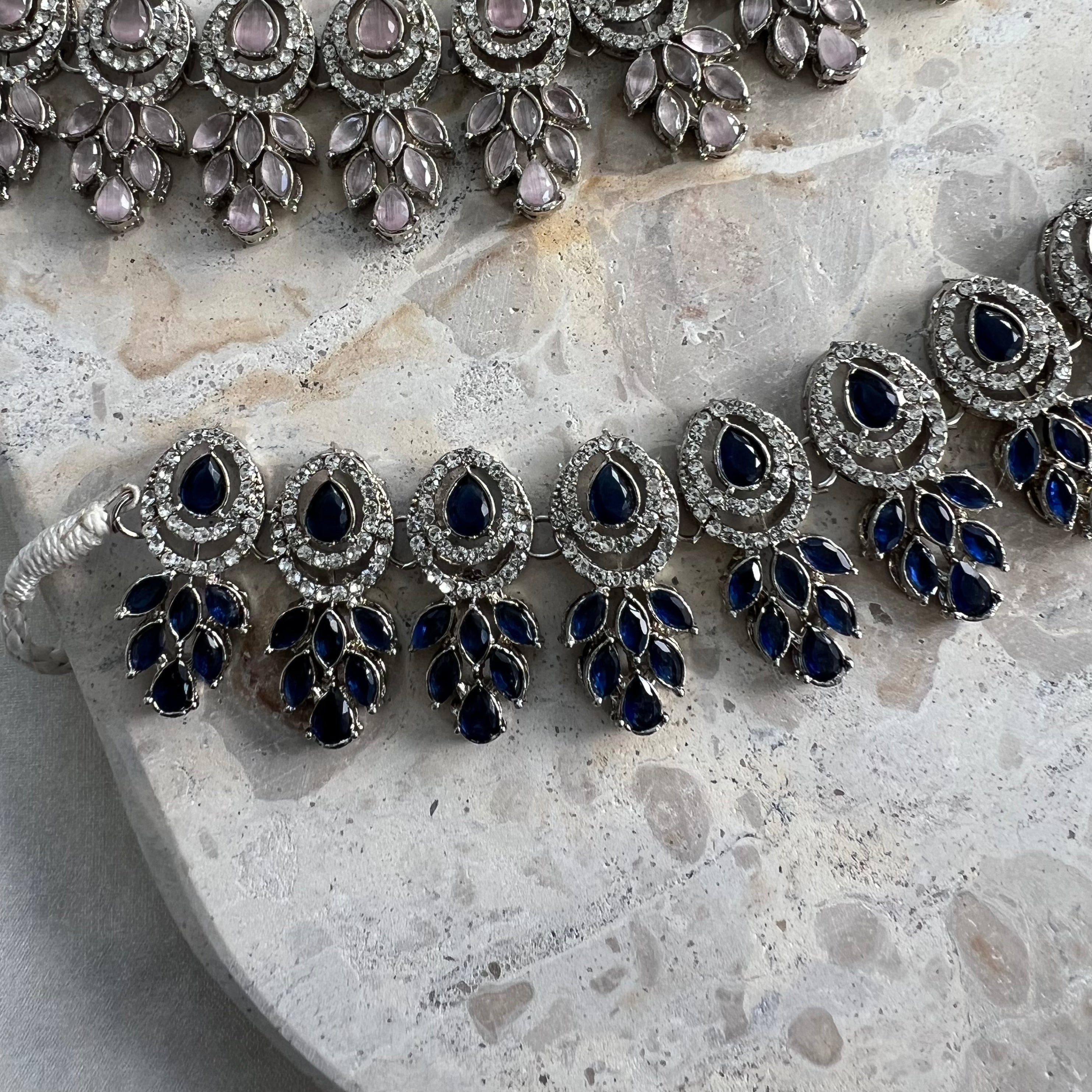 Amelia Zirconia Necklace Set - Silver Base