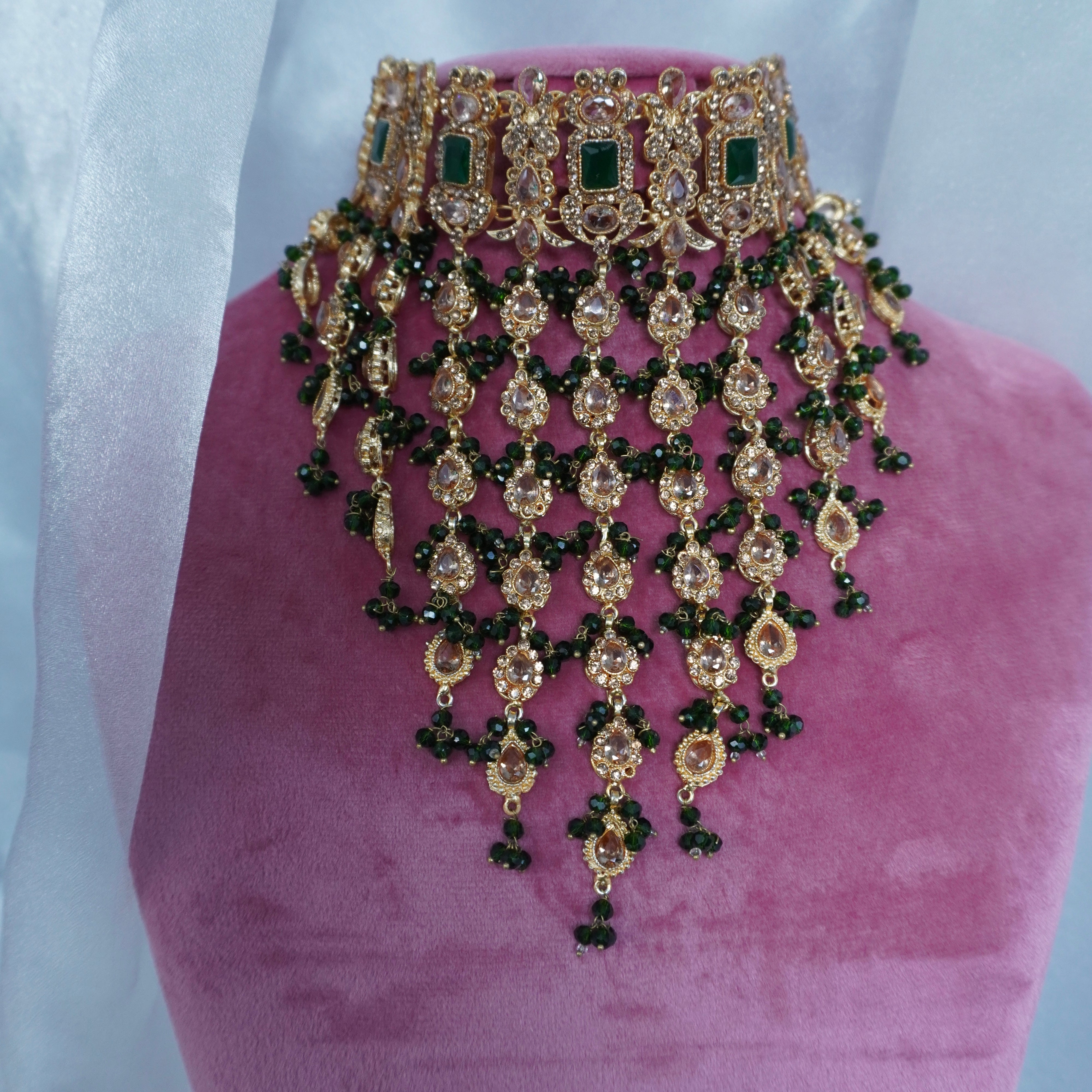 Haniya Necklace Set Long - Emerald