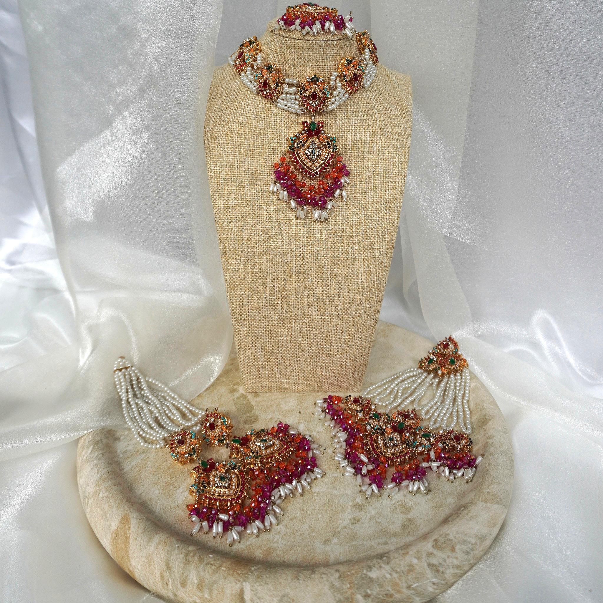 Zoya Choker Set w/Jhumar - Maroon